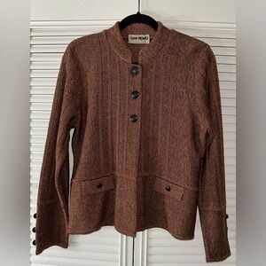 San Remo Vintage Brown Knit‎ Cardigan Jacket M Grandmacore Dark Academia Cozy
